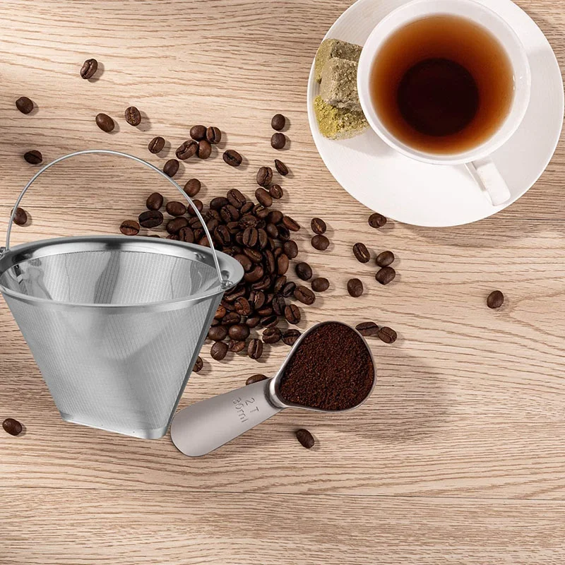 Cone Coffee Coffee Filter Reusable Stainless Steel Material with Handle