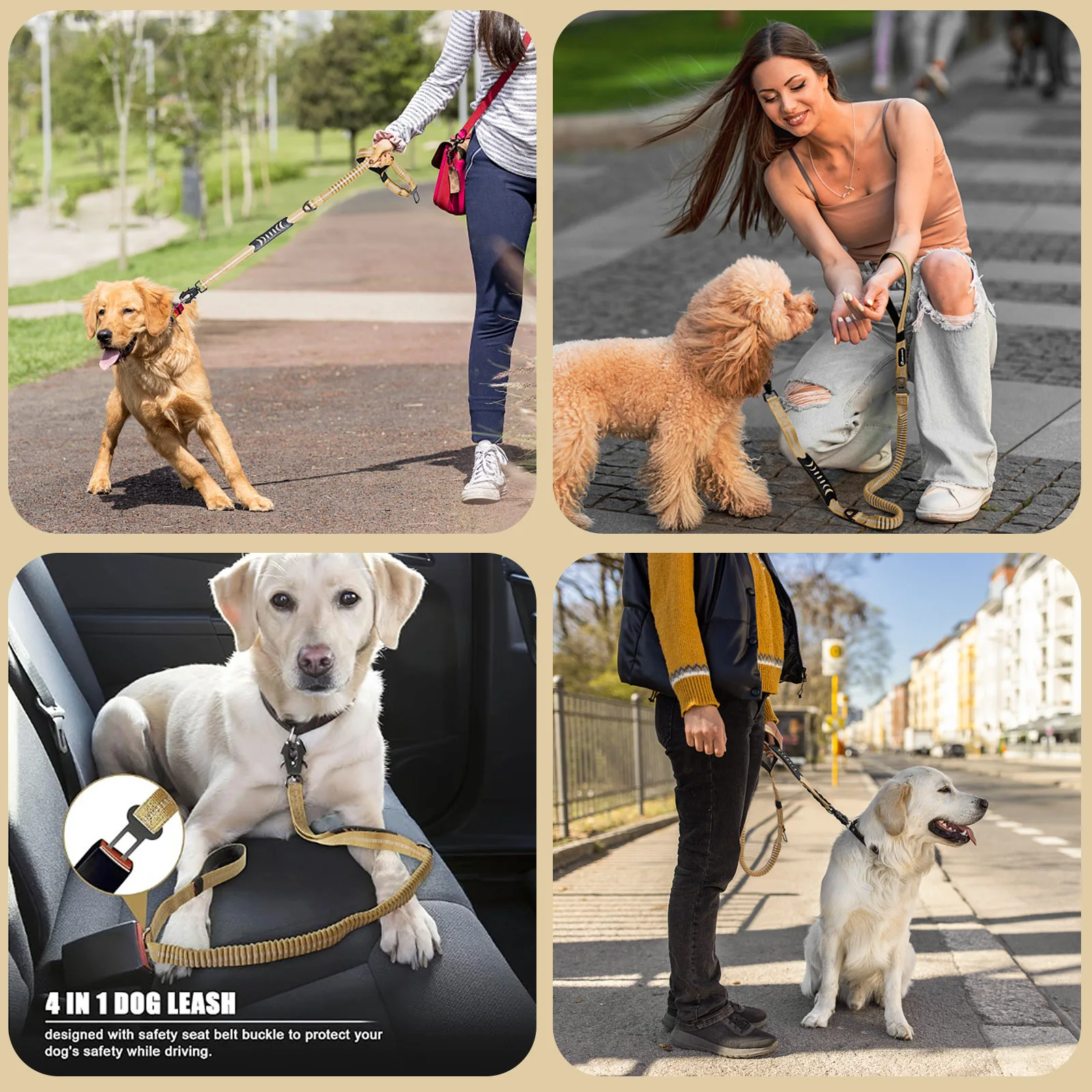 Medium To Large Dog Car Mounted Pet Fashionable Towing Rope Frog Buckle Tactical Dog Towing Reflective Dog Rope
