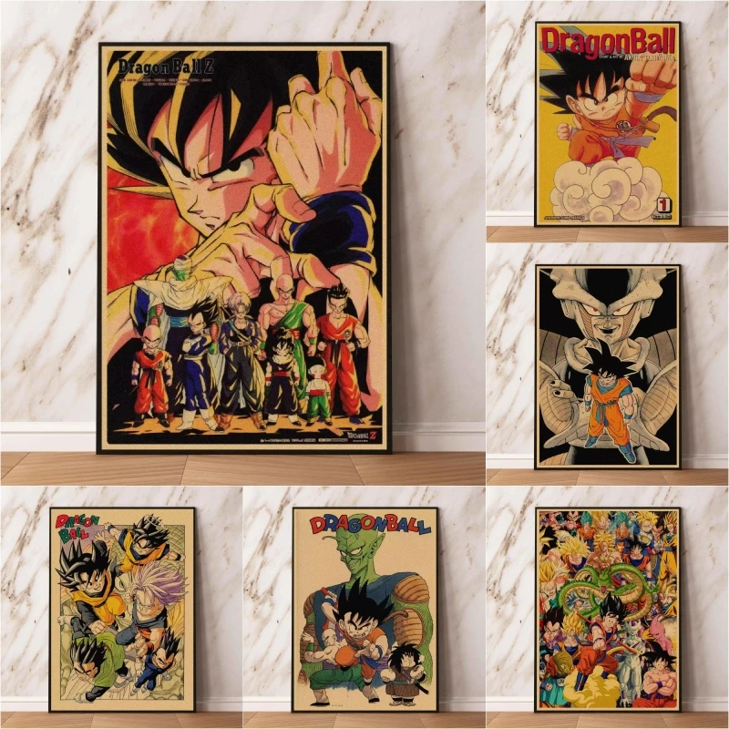 

Hot Selling Anime Dragon Ball Canvas Printing Goku Cartoon Figures Wall Art Retro Posters Bedroom Home Decor Gifts Classic