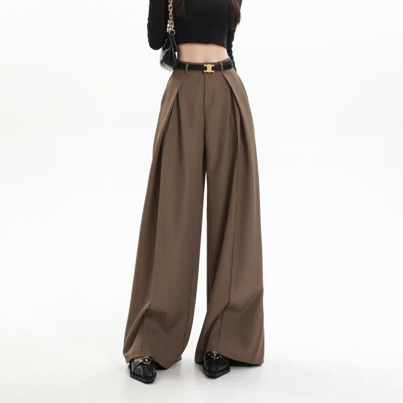 

Milad Women's Suit Wide-Legged Pants 2024 Autumn High-Waist Loose Straight-Leg Long Pants with Draping and Casual Feelings