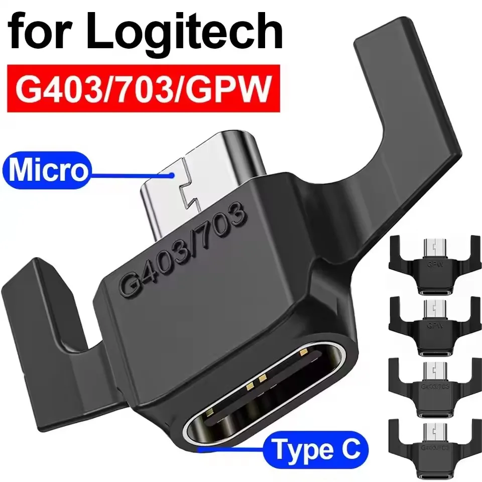 Type C To Micro USB Adapters Female To Male Charging Connectors for Logitech G403/703 GPW 1/2 Gaming Mouse USB-C Converter
