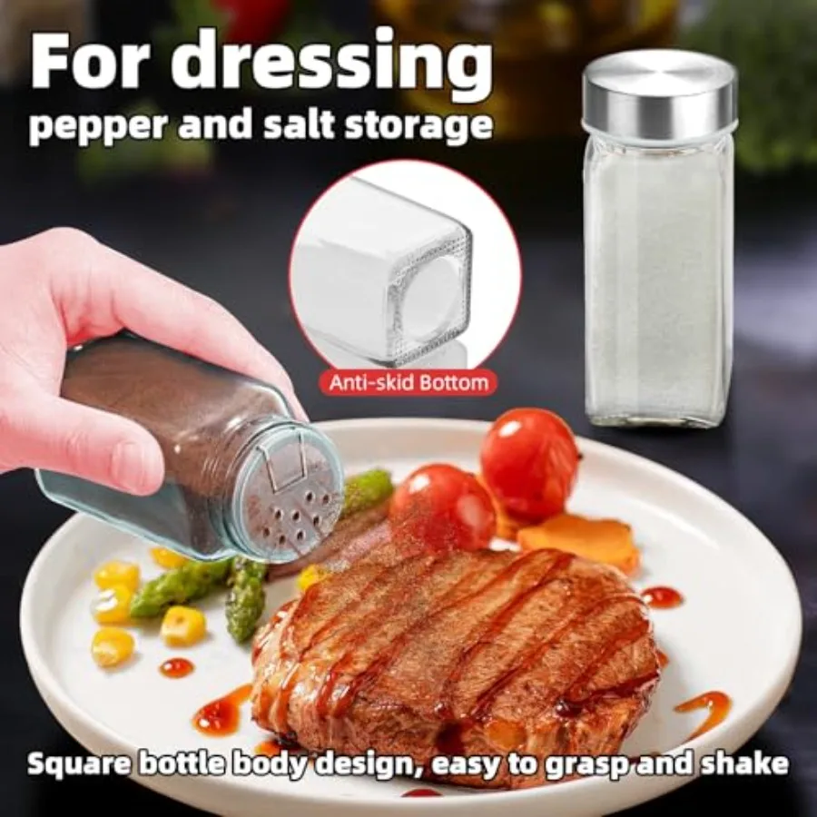 2Pcs 4oz Glass Spice Jars with Shaker Lids, Spice Jars Trial Set and Supplement Set, Empty Spice Containers and Square Spice Bo view 4