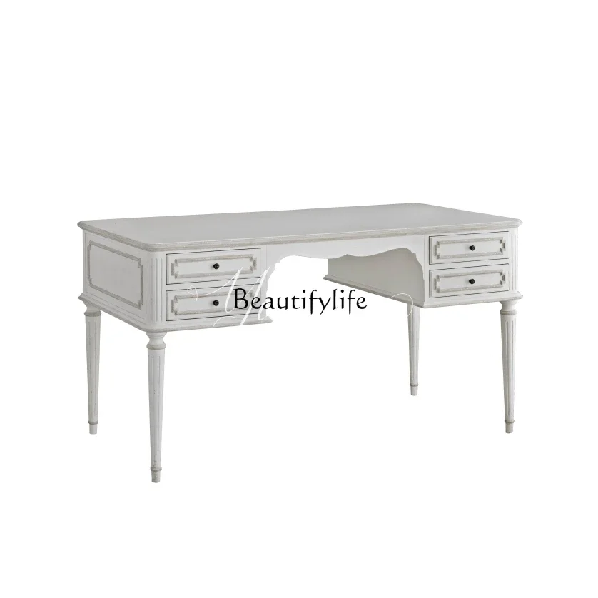 

FG10American-style Solid Wood Desk Vintage Look Study Computer Desk Bedroom Office