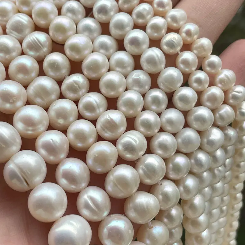 Natural Freshwater Pearl White Nearround Stone Beads 15 inch for DIY Classical Bracelets Necklace Jewelry Making Free Shipping