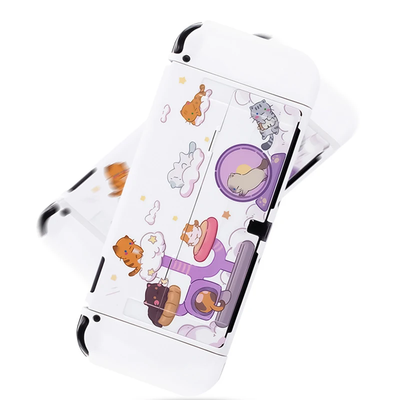 Interruptor oled caso protetor bonito gato festa difícil capa para computador controlador joycons jogo habitação escudo para interruptor oled acessórios