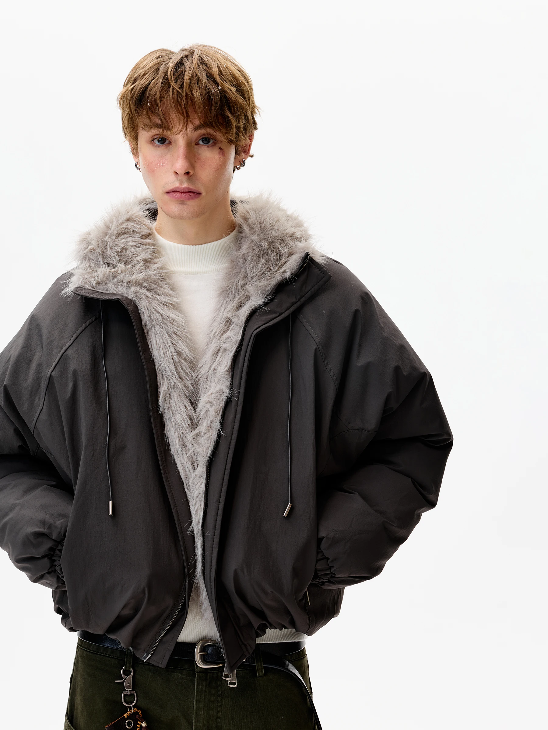 سترات رجالية شتوية جديدة لعام 2025 مزخرفة بجيب سميك سترات عصرية بأكمام طويلة مع قلنسوة معاطف مريحة ودافئة وفضفاضة للرجال #2