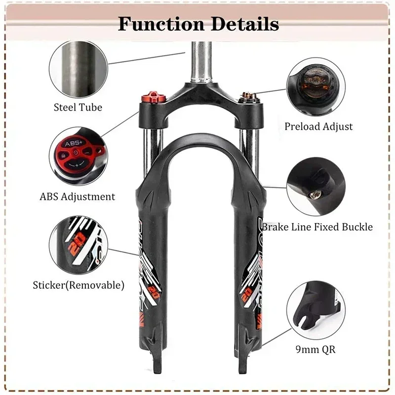 BUCKLOS 20inch Oil Spring Suspension Fork 50mm Travel Folding Bike Front Fork 9*100mm Quick Release BMX Fork Bicycle Parts