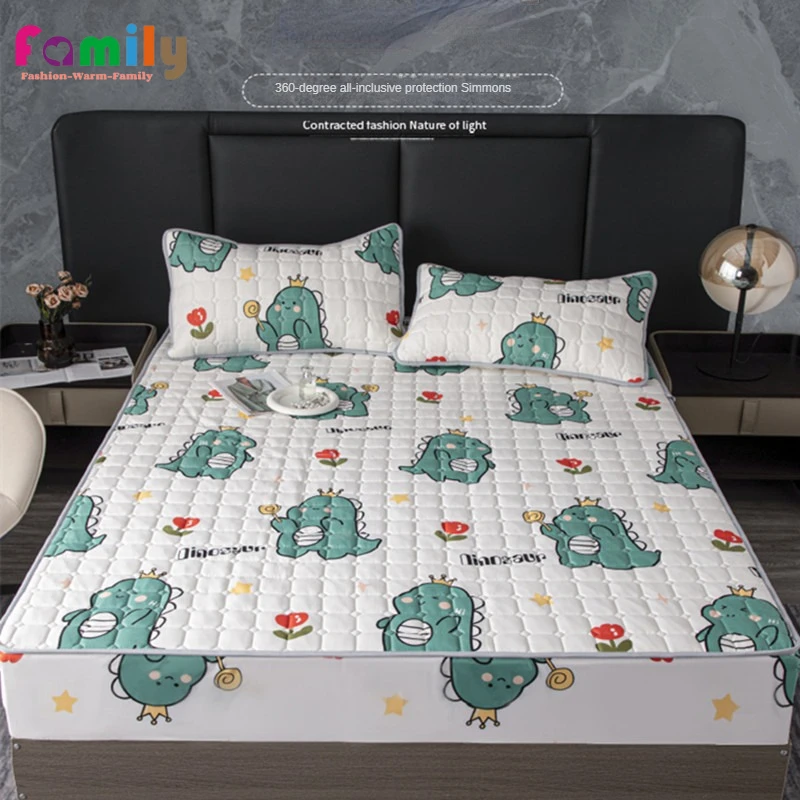 Cute Dinosaur Fitted Bed Sheet Singe Queen King Mattress Protector Cover Premium Bed Sheet Non-slip Soft Sleeping Home Decor 1pc