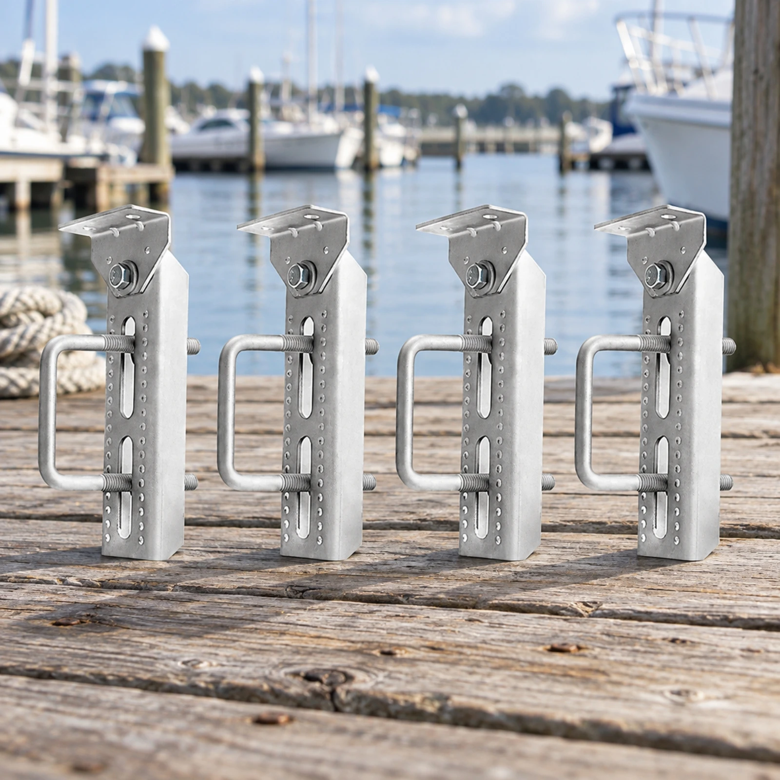 Adjustable Trailer Support Bracket with U-bolt Assembly for Inflatable Boat Hauling Heavy Duty Silver Finish