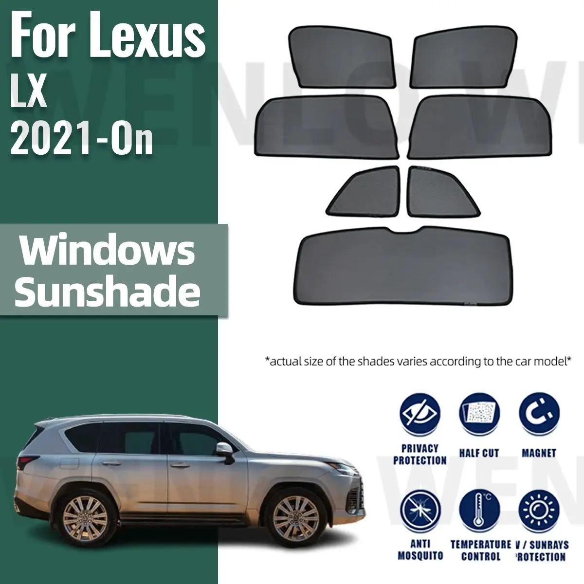 

For Lexus LX 600 2022 2023 2024 LX600 J310 Magnetic Car Window Curtains Solar Sunshield Shadow Mesh Glass Shading Sun Protection