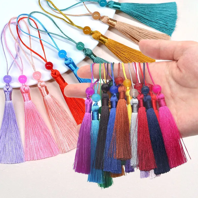 5-100Pcs 12cm Silky Tassel Handmade Soft Craft Mini Tassels with Loops Bookmark Beaded Tassels for Jewelry Making DIY Projects