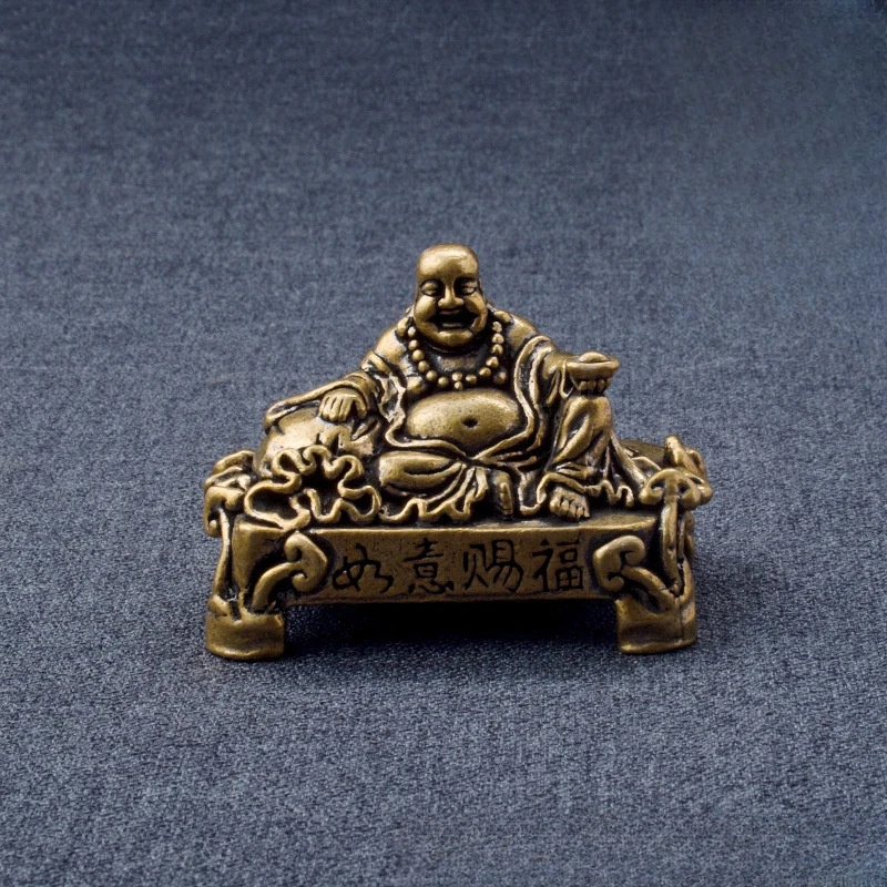 

Pocket Smiling Face Pedestal Maitreya Buddha Brass Retro Ornament