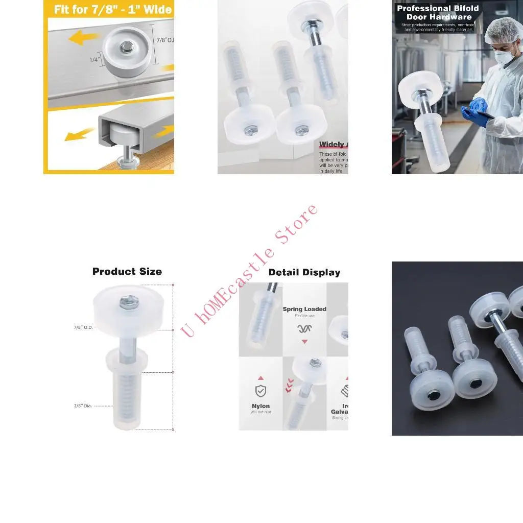 63HF Set of 4 Durable Resistance Bands Bi-fold Closet Door Hardware Repair Part Bi-Fold Door Top Guide Wheel Plastic Material
