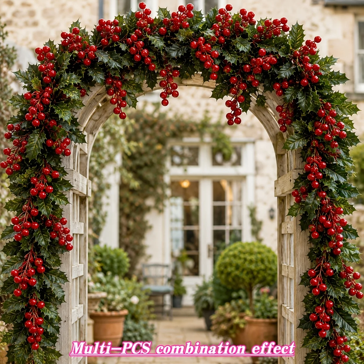 : Red Berry Christmas Holly Wreath 3