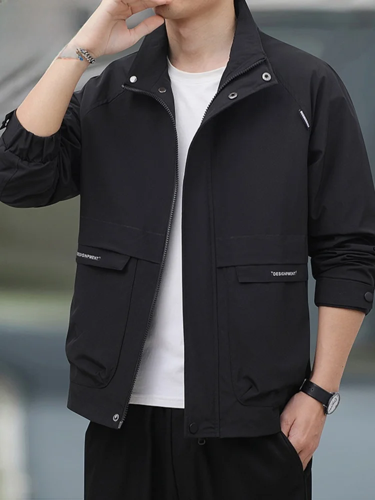 

Мужская куртка Paul 2025 весна-осень, свободный крой, воротник-стойка, ветрозащитная, на флисовой подкладке, на молнии, модный городской стиль