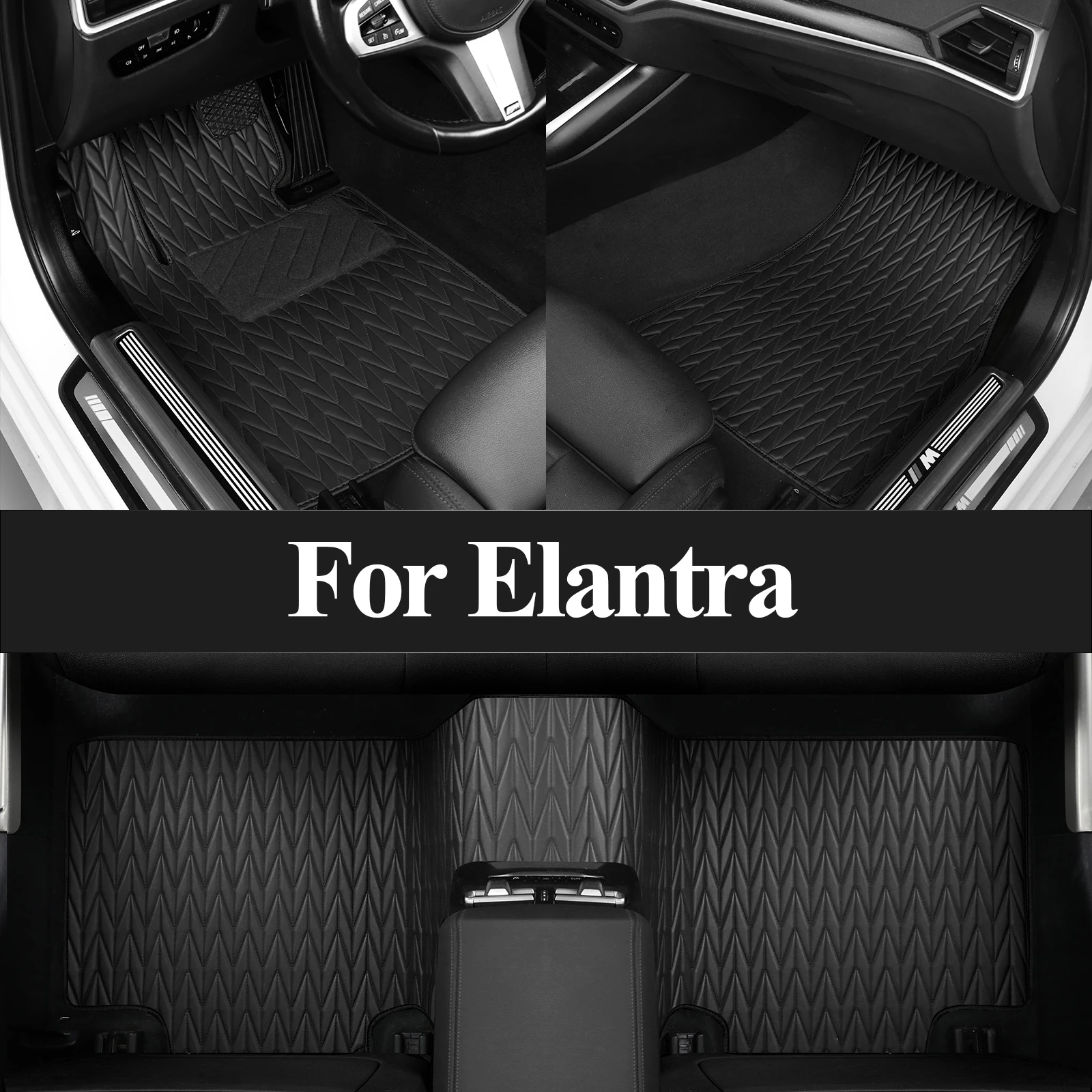 Custom Car Floor Mat for Hyundai Elantra 2021-2024 Car All-weather 3D Waterproof Wear-resistant Floor Mat Set Anti-slip