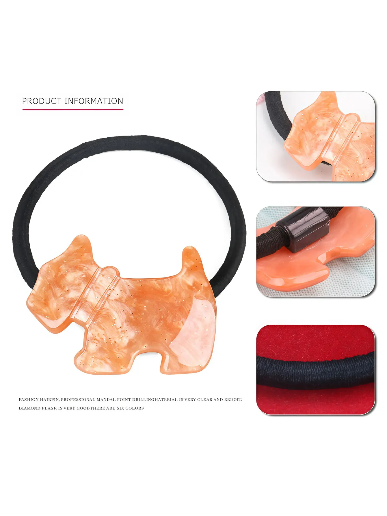 3PCS  2026 New Dog Pattern Hairpin - Multi-color Dog Design - Women's Braided Hair Accessory with High Elasticity Elastic String