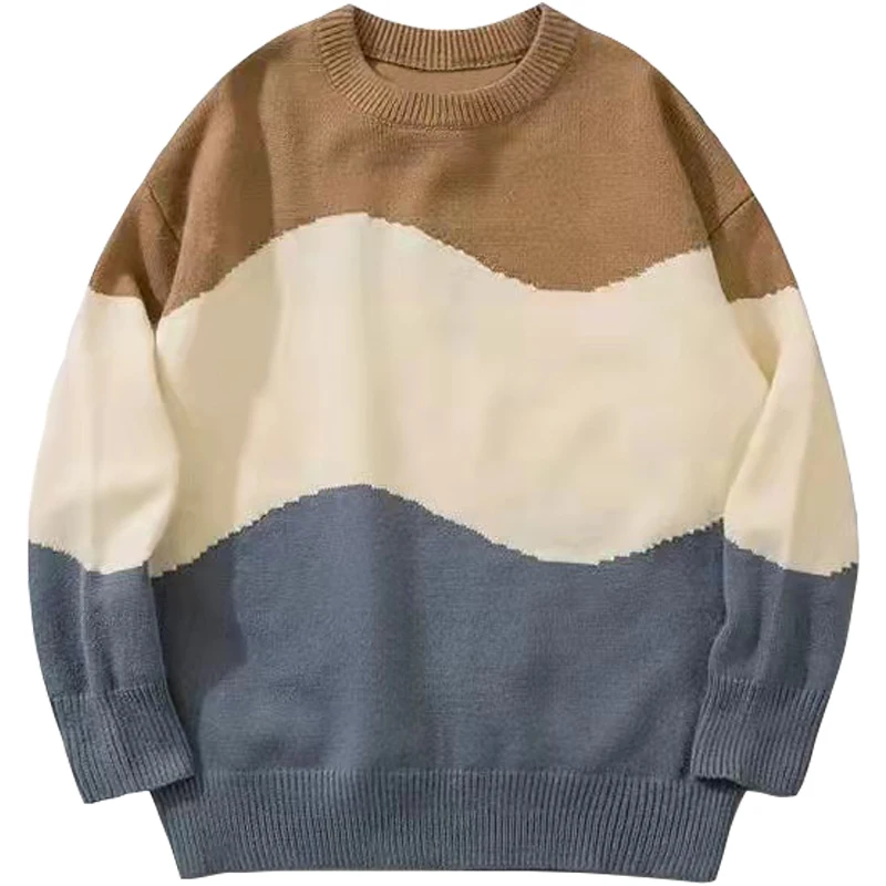 Men Knitted Patchwork Sweater 2022 Japanese Hip Hop Streetwear Retro Vintage Casual Loose Harajuku Oversized Pullover Sweaters