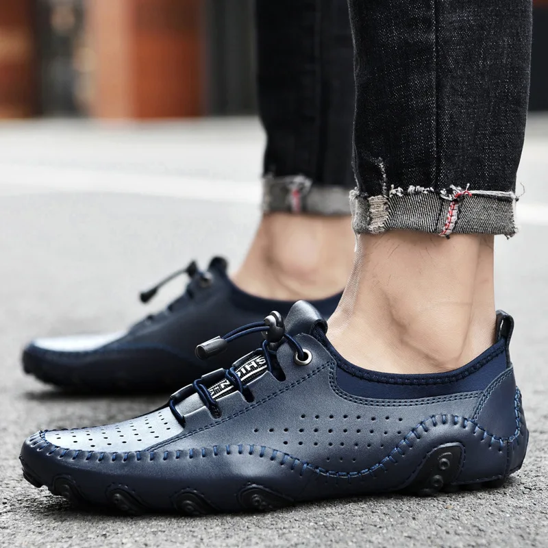 

Новые белые кроссовки большого размера, белые удобные туфли-бобы, мужская дышащая повседневная обувь в британском стиле, обувь для ленивого вождения на мягкой подошве