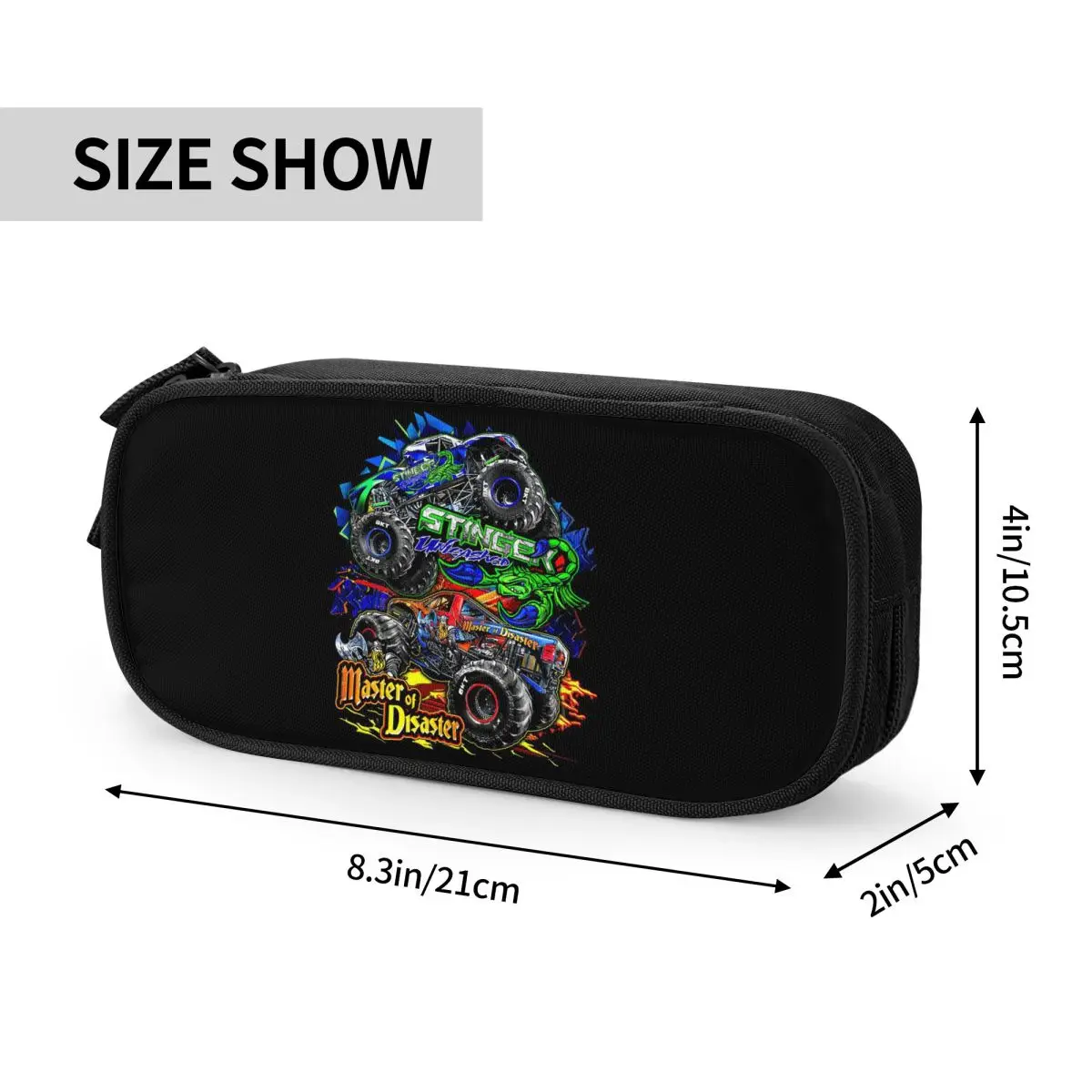 Classic Monster Jam Truck Pattern Pencil Cases for Student School Pen Box Pencil Bag Large Capacity Pencil Pouch