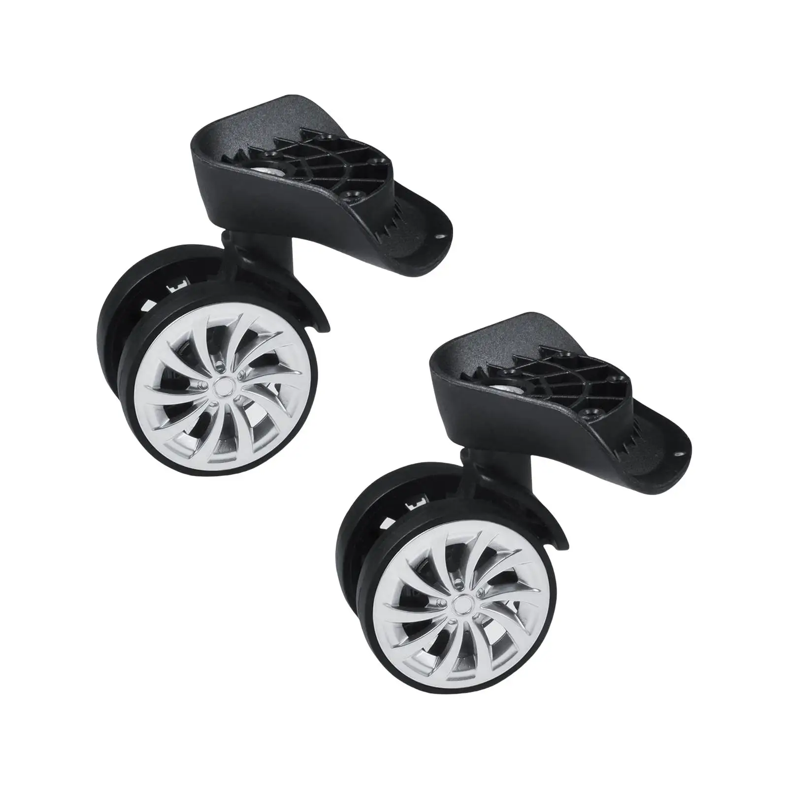 2x Luggage Suitcase Wheel Universal Black 360 Swivel for Suitcase Repair