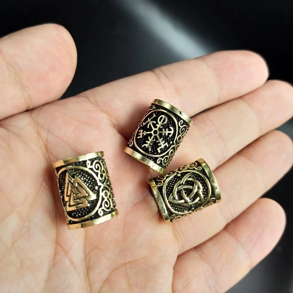 Viking Bead Vegvisir Compass Runes Slavic Men Women Accessories Beads Charms For Bracelet Making jwelry Inner diameter 6mm