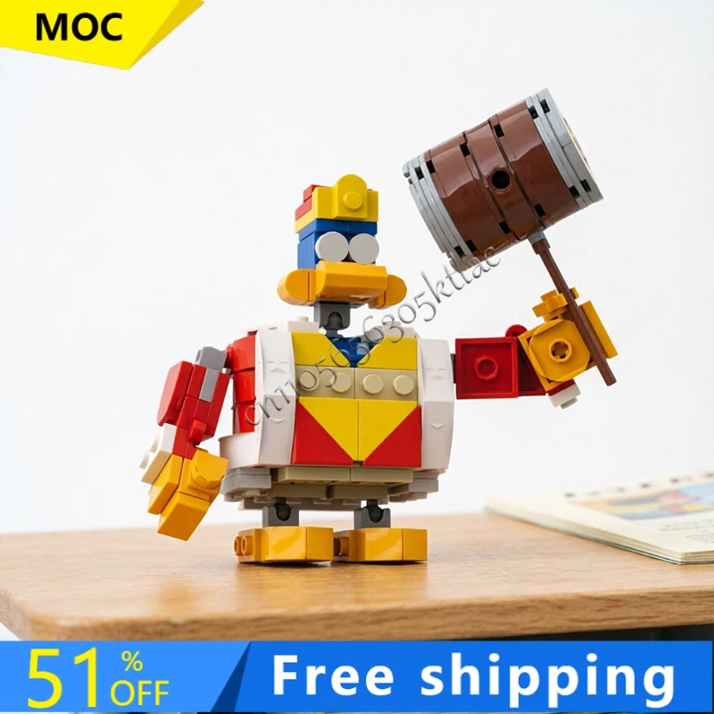 197PCS MOC Famous Anime Series Character Duck With Hammer Model Building Blocks DIY Assembly Bricks Toy For Kid Christmas Gifts