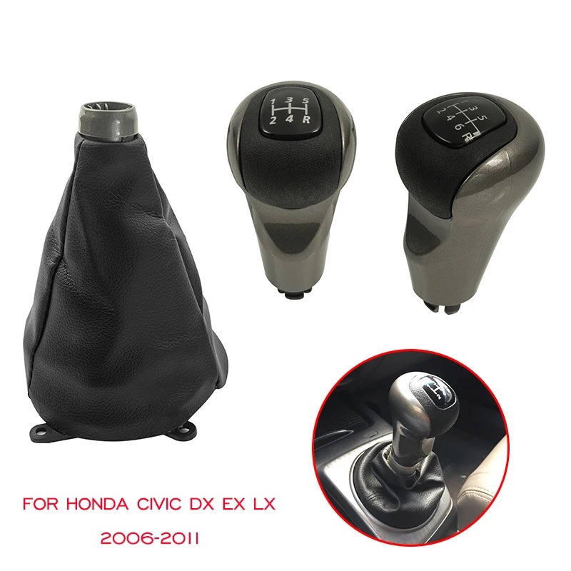 

For Honda Civic DX EX LX 2006 2007 2008 2009 2010 2011 5/6 Speed Gear Shift Knob Lever Shifter Handball Gaiter Boot Cover Collar