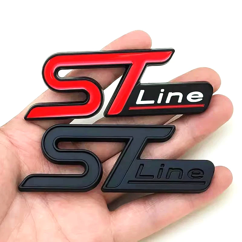 3D Metal Car Front Grille Rear Trunk Logo ST Line Emblem for Edge Puma Kuga Mondeo Fiesta Focus ST Line Badge Accessories