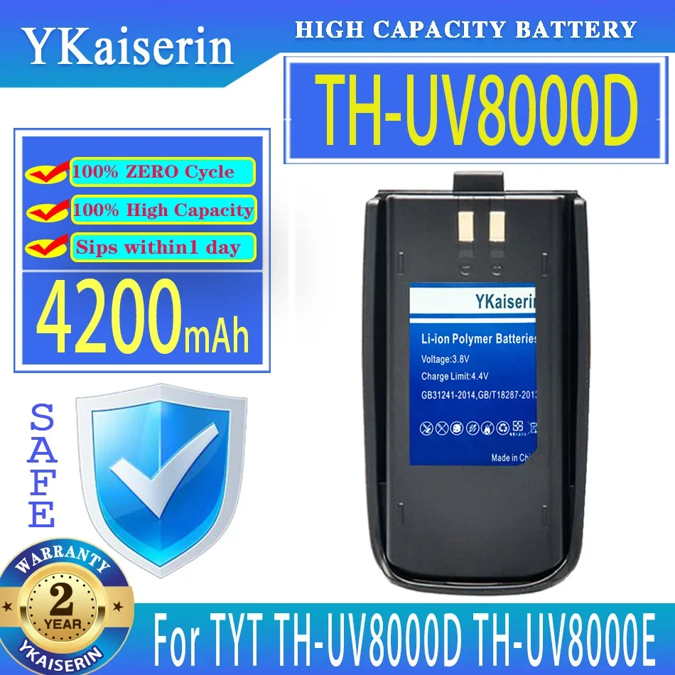 YKaiserin Battery THUV8000D 4200mAh For TYT TH-UV8000D TH-UV8000E UV8000E TC-8000 TC-8000V Radio UV8000D Walkie Talkie Bateria