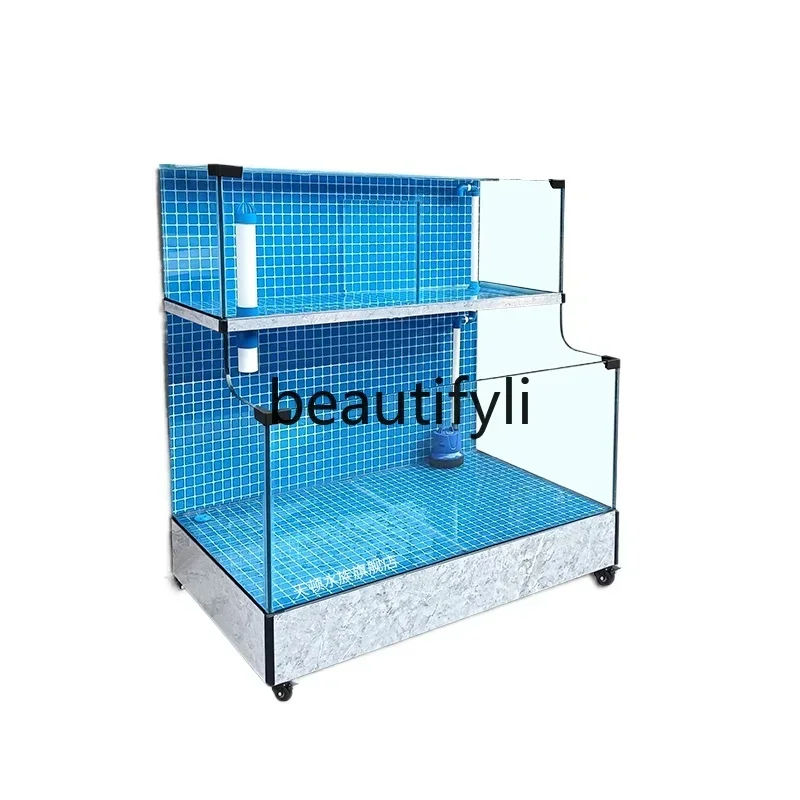 XZQFish tank seafood pond commercial refrigeration, seafood tank shellfish pond supermarket mobile, aquatic fish pond