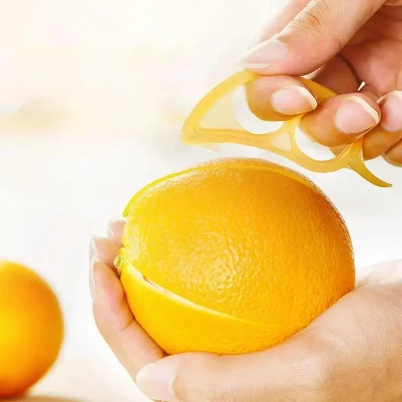 Orange Peeler Double Hole Ring No Sticky Hands Orange Opener Cutter Wear-Proof Lemon Skin Remover Fruit Peeler Kitchen Gadget