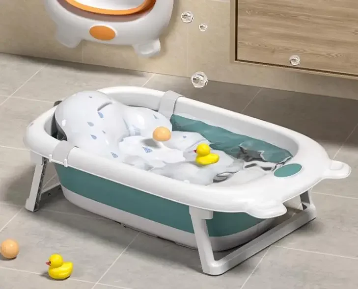 Baby Bathtub, Baby Bath Bucket, Bathtub, Sitting and Lying Child Household Medium Size Foldable Newborn