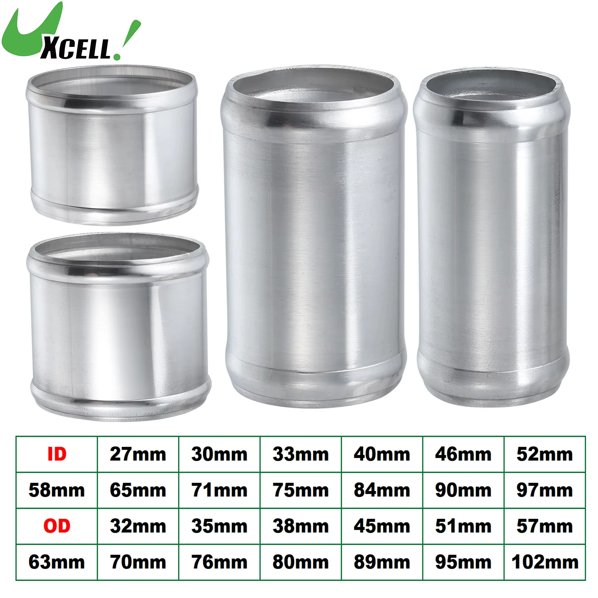UXCELL 27mm-97mm ID 32mm-102mm OD Car Adapter Joiner Pipe Universal 76mm Length Connector Tubing Adapter Aluminum Alloy