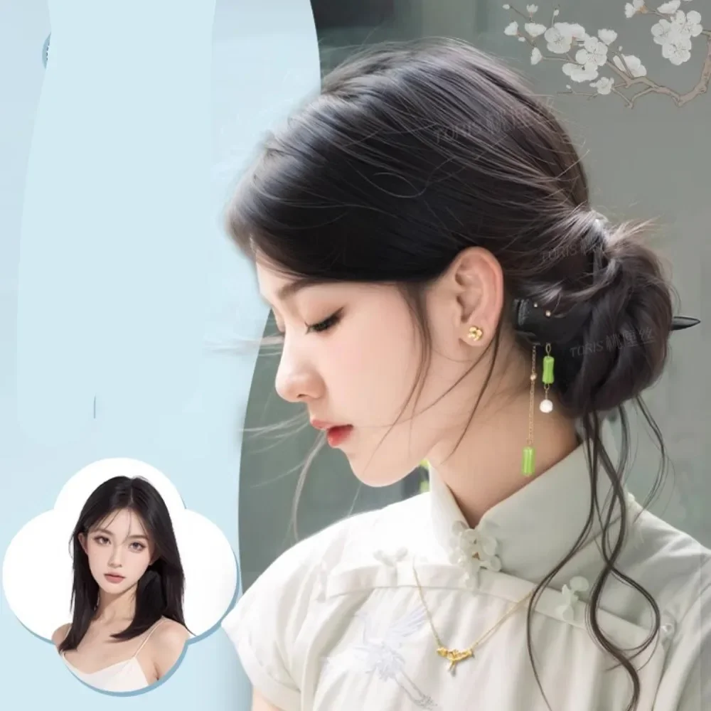 Chignon sintetico Parrucca acconciatura panino Hanfu in stile antico Parrucca naturale soffice e finta Estensione borsa per capelli