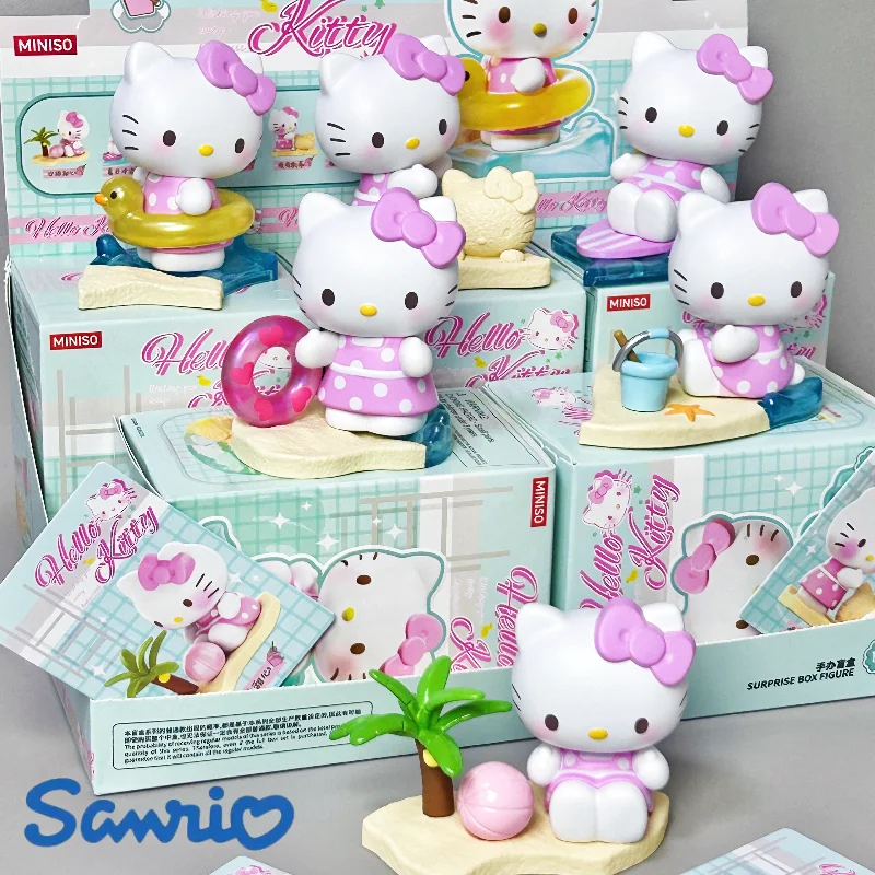 

Предварительная продажа MINISO Sanrio Hello Kitty Heartbeat Holiday Series слепая коробка в летнем пляжном стиле аниме фигурка милые игрушки коллекционные предметы