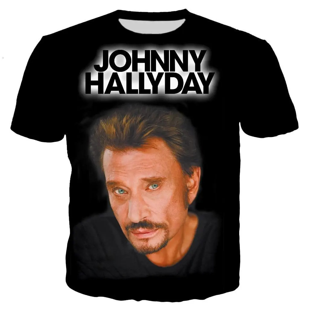 2024 New Johnny Hallyday 3D Printed T-shirt Men Women Summer Fashion Casual Streetwear Clothes Hip Hop Harajuku Style T Shirt