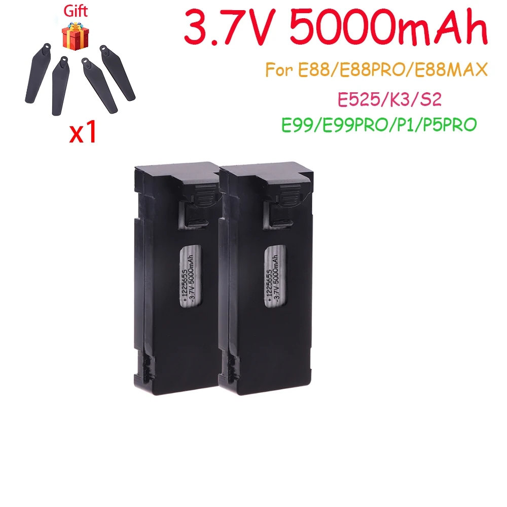 RCドローン用充電式リチウムイオンバッテリーと充電器,クワッドコプター部品,3.7v,5000mah,e88,e88pro,e99,s2,p1,k3,p10,a13,s98,e525