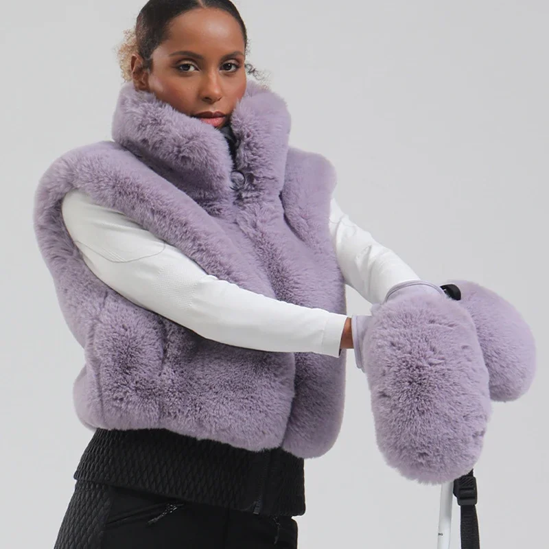 Outdoor Sport Mountain Damskie rękawice snowboardowe Zimowe ciepłe damskie rękawice narciarskie ze sztucznego futra Wiatroszczelne motocyklowe damskie rękawice śnieżne