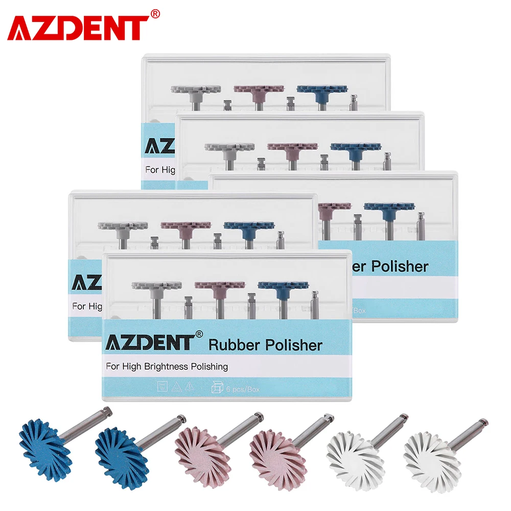 AZDENT Dental Borracha Polidor, Composto Resina Polimento Disco, Diamante Sistema, Disco RA, Espiral Flex Escova, 14mm Roda, 5 Caixas = 30Pcs