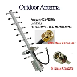 ZQTMAX 13dB 9 Unit Yagi Antenna For gsm cdma signal booster 800 850 900 MHz GSM CDMA B20 band repeater 2G 4G signal amplifier