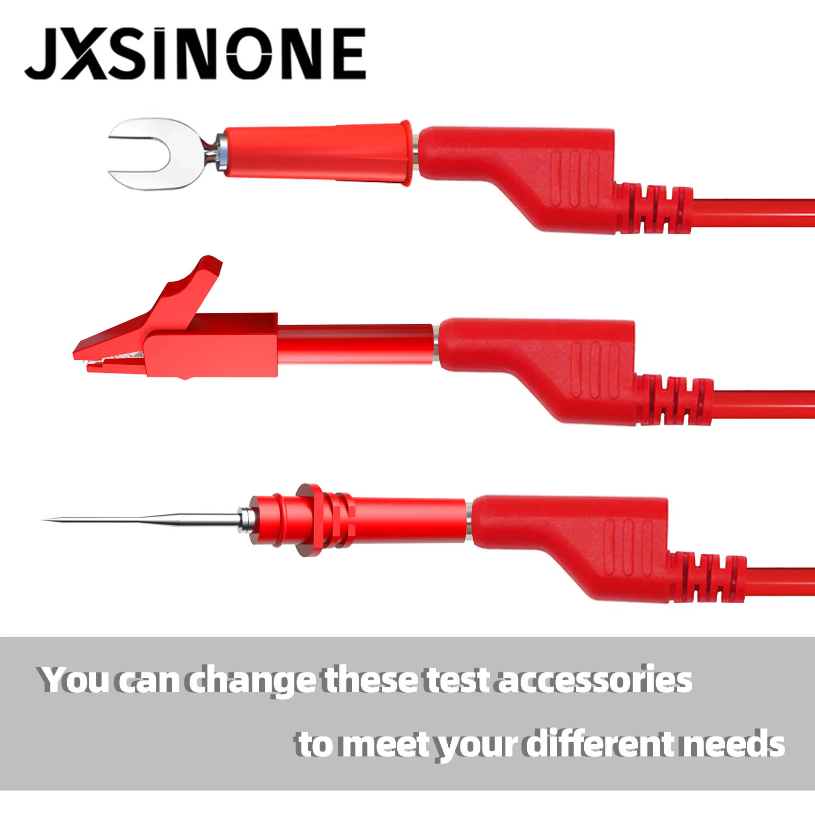 JXSINONE P1036B Комплект измерительных проводов с двойной штекером типа «банан» 4 мм с зажимом типа «крокодил» Тестовый щуп U-типа Лопаточная вилка Кабель мультиметра 1 м