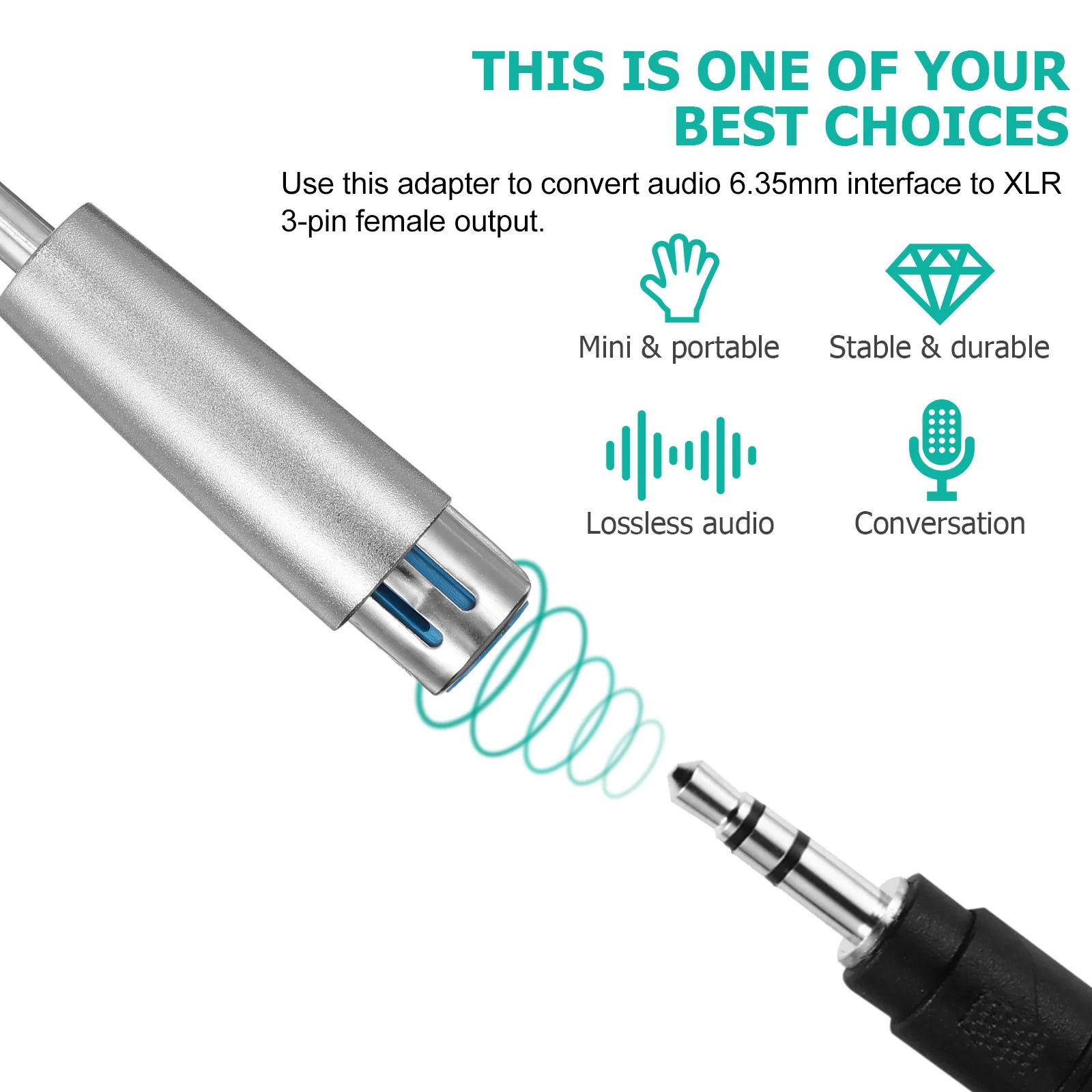 

2Pcs Audio Conversion Adapter 6.35mm to Xlr 3-Pin Female Connector Trs Male Audio Signal Converter for Studio and Stage