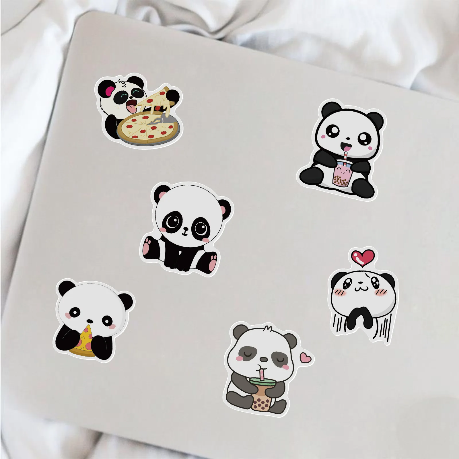 50pcs Cartoon Panda Sticker Pack Cute Laptop Skin Waterproof Phone Case Kawaii Packaging Laptop Skin Art Supplies