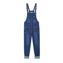 Macacões simples casuais largas retas para mulheres, roupas femininas, jeans feminino, comprimento total, jeans no tornozelo