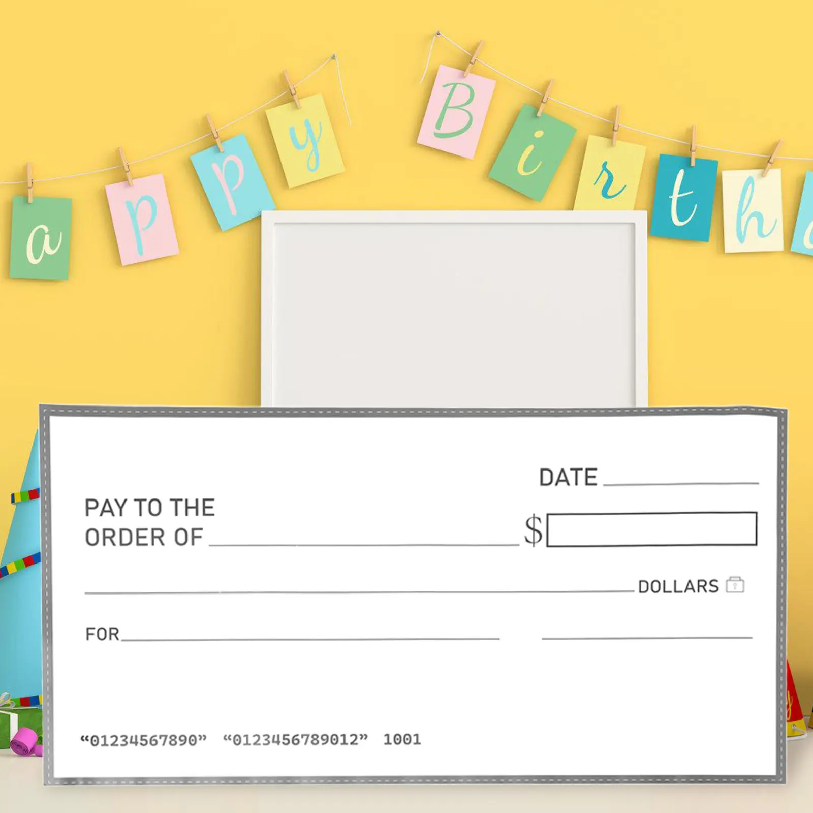 

Oversized Giant Fake Check Dry Erase Waterproof Reusable Blank Presentation Board for Pranks Donations Awards Charity Birthday