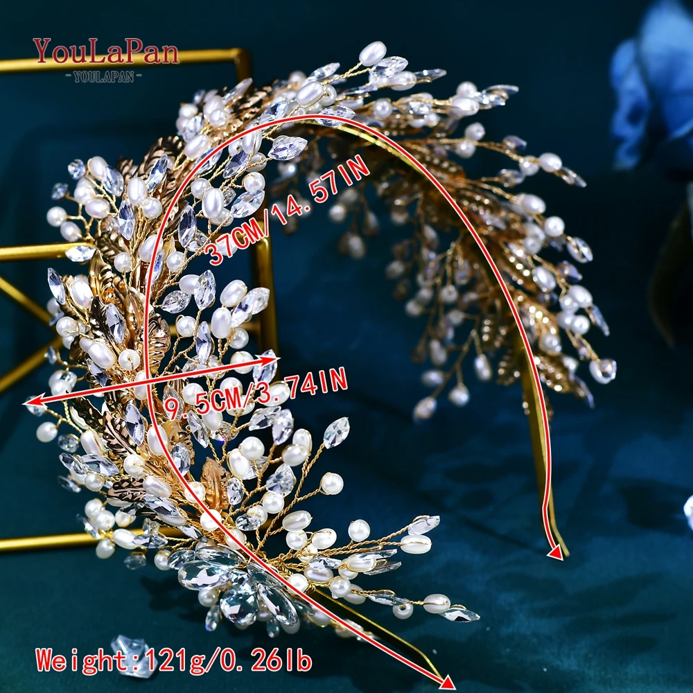 TOPQUEEN ślubne opaski na głowę perła Rhinestone Hairbands na ślub akcesoria do włosów biżuteria głowa kobiety Hoop Brides nakrycia głowy HP322