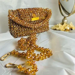 Crystal Chain Crossbody Square Bags Luxury High-end Designer Handmade Women's Bag Party Banquet Handbag Customizable Color