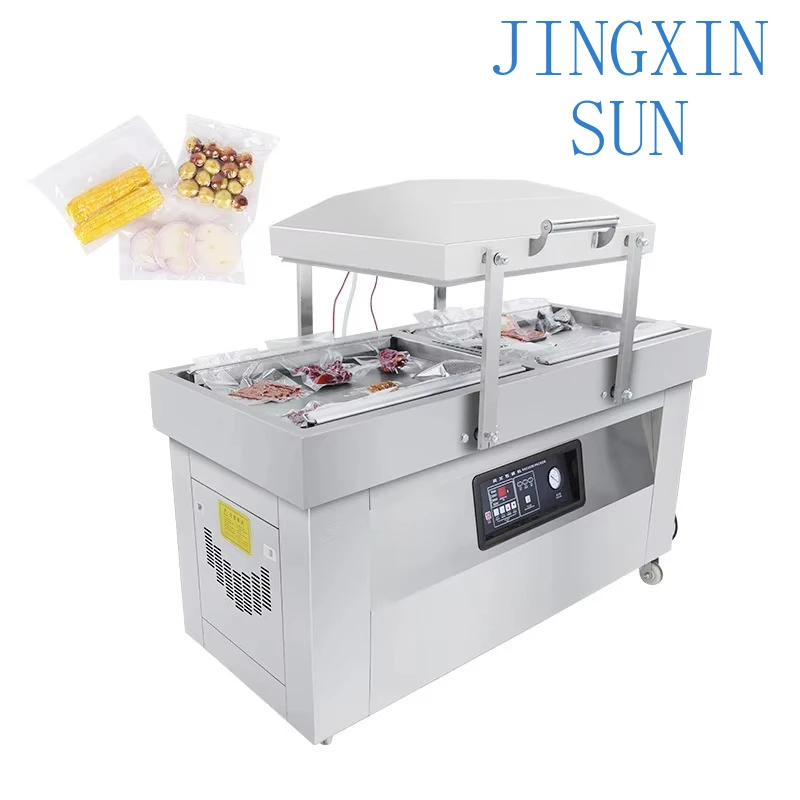 DZ-600 Automatic Sausage Meat Apple Fresh Food Vacuum Bag Manufacturer Packaging Double Chamber Groove Price