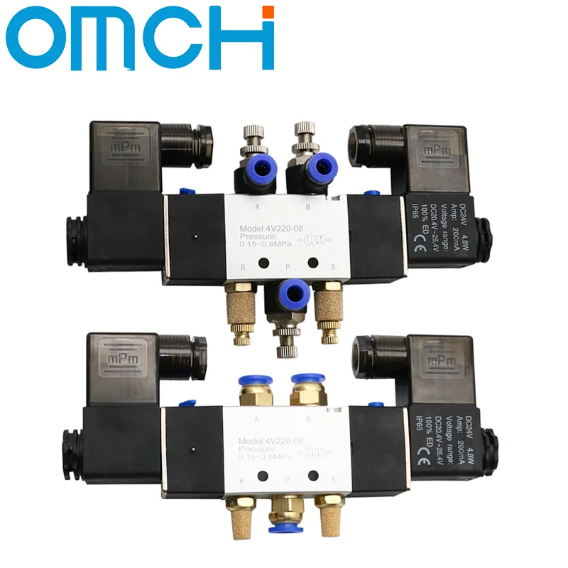 

Solenoid valve 4v220-08 Double headed Double control 5 Way 2 Position Power down hold Pneumatic directional valve